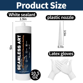 White Professional Automotive Seam Sealer, Polyurethane Seam Sealer Automotive, Suitable for Metal Surfaces Such As Cars and Trucks (10 Oz)