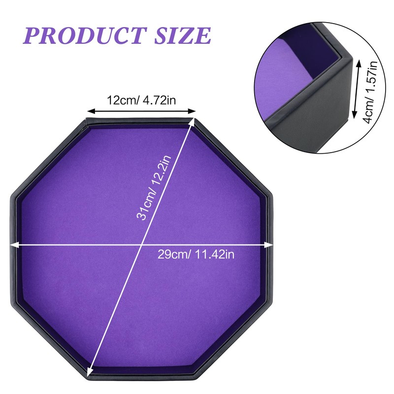 Gesserit Dice Board with Felt Pad, Purple Felt Lined PU