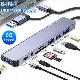 Universal 7/8 Port USB-C Hub Adapter - 5G Speed Multi Splitter for PC, Laptop & MacBook US