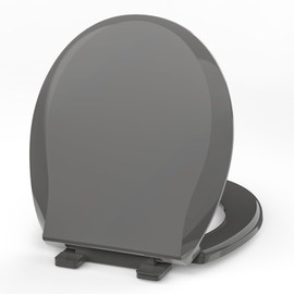 Aünsffer Round Toilet Seat, 16.5inch, Soft Close Quiet, No Alam, Standard Round Universal Size, PP Material Safe and Easy Clean, Dark Grey