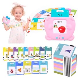 Kids Educational Learning Flashcard Reader for 3 4 5 6 Year Old Boys and Girls, Speech Therapy Machine Toy, Educational Sight Words Flash Cards (Pink 510 Words)