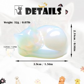 Qaestuan Opal Cats, Crystals Cat Figure Decoration, Sleeping Cat Figure Statue, Kawaii Cat, Polishing Gemstones, Cute Cat Decoration, for Cat Lovers, Men, Women