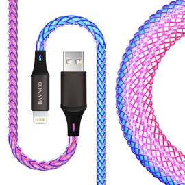 BAVNCO MFi Certified iPhone Cable, 3.3ft RGB Color Light Up Gradual Lightning Charger Cable USB Fast Charging High Speed Data Sync Cord for iPhone 14 13 12 11 Pro Max XR XS X 8 7 6 Plus, iPad More | BAVNCO