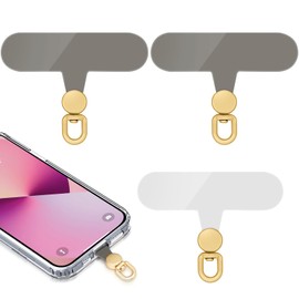 360°Rotatable Phone Tether Tab,3 Pieces Universal Phone Lanyard Patch Without Adhesive,Phone Lanyard Replacement Part for Cell Phone Strap(Grey+Transparent)
