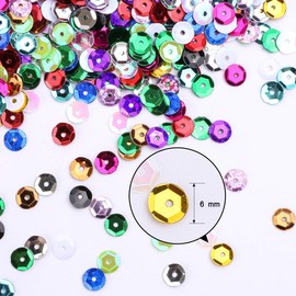 Naler 2200 Pieces 6MM Holographic Loose Sequins Cup Sequins Embroidery Sequins Spangles for Crafts Sewing Wedding Christmas Easter Decorations, Holographic Transparent Color