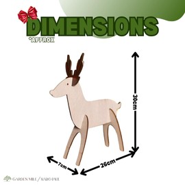 Garden Mile 3D Wooden Reindeer Family Make Your Own Decoration Wood Handmade Rustic Christmas Craft Reindeer Christmas Decorations Christmas Ornament Reindeer Family Christmas décor (Set of 2)