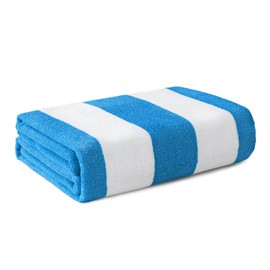 Whale Flotilla Microfibre Large Quick Dry Beach Towel, Sand Free Bath Travel Pool Towel Lightweight and Absorbent, Striped, Blue, 76 x 152 cm