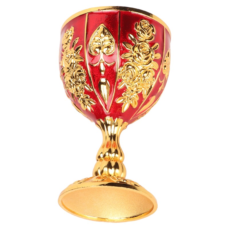 Gold Chalice 4 Inch High Zinc Alloy Retro Embossed Flower
