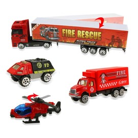 Jenilily Fire Engine Trucks Toys for Boys Rescue Vehicle Car Set Children Kids Mini Firetrucks Ambulance Toys for Boys 3 4 5 Years Old