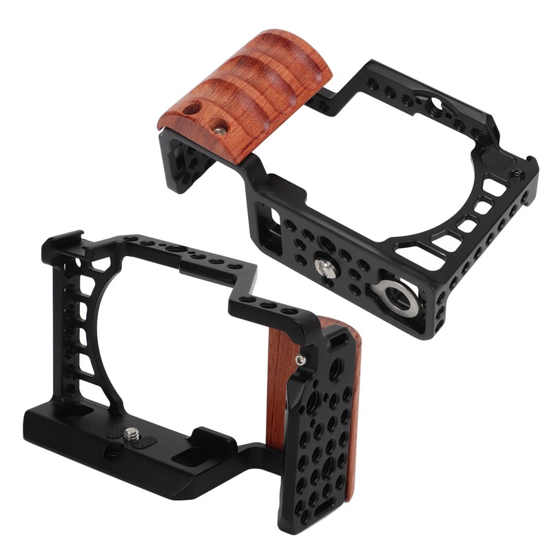 Aluminum Alloy Camera Cage with Wooden Handle Protective Frame with