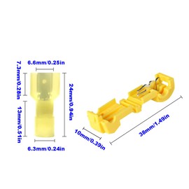 Ruidee 60 Piece T-Tap Junction Connectors Electrical Quick Connector Set, Car Cable Connector with Flat Connector Quick Connector AWG 12-10 (DTJY)