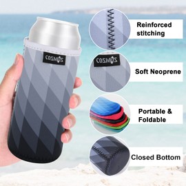 Cosmos 10 Pcs Soft Neoprene 12 OZ Slim Can Cooler Skinny Can Sleeve Beer Can Insulator Cover for Beer Beverage Drink Can