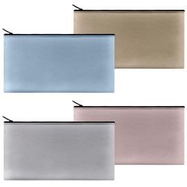 Money Bags with Zipper, 4 Pieces Cash Pouch for Money Cash Zipper Pouch Storage Pouch for Coins, Cosmetics, Invoice, Bills,Tools 11.02x6.1 inch Money Pouch Bank Bag Deposit Bags with 4 Colors