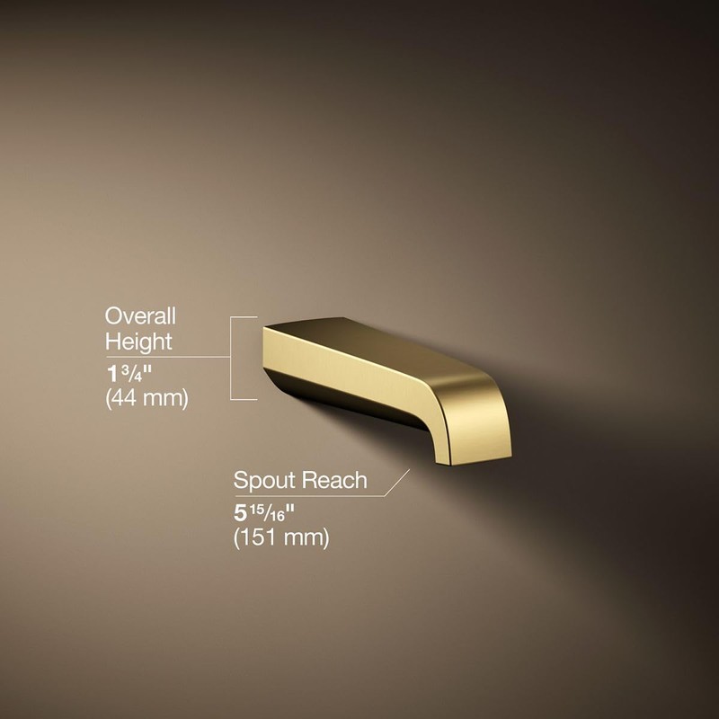 Kohler 30105-2MB Pitch Wall-Mount Non-Diverter Bath Spout, Vibrant Brushed Moderne