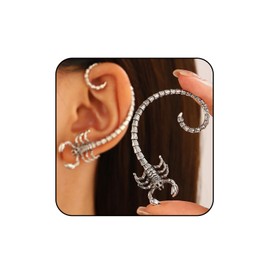 Luolinice Vintage Scorpion Ear Cuffs Earrings Gothic Scorpion Statement Cuff Earrings Chunky Ear Cuff Silver Jewelry Gift for Women