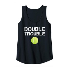 Womens Double Trouble Tanks - Funny Tennis Team Gift Tank Top