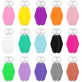 30 Pcs Large Vintage Motel Keychains 15 Colors Retro Hotel Keychain Blanks Heat Transfer Ornaments for Sublimation Vinyl DIY Crafting Keychain Luggage Tag Label Making Xmas Tree Hanging
