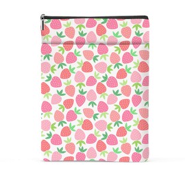 Strawberry Pattern Book Lovers Gifts Waterproof Book Sleeve Book Pouch Book Protector with Zipper and Front Pocket BookCover Case for Women Girl Sister Bestie Book Accessories Book Club Gifts