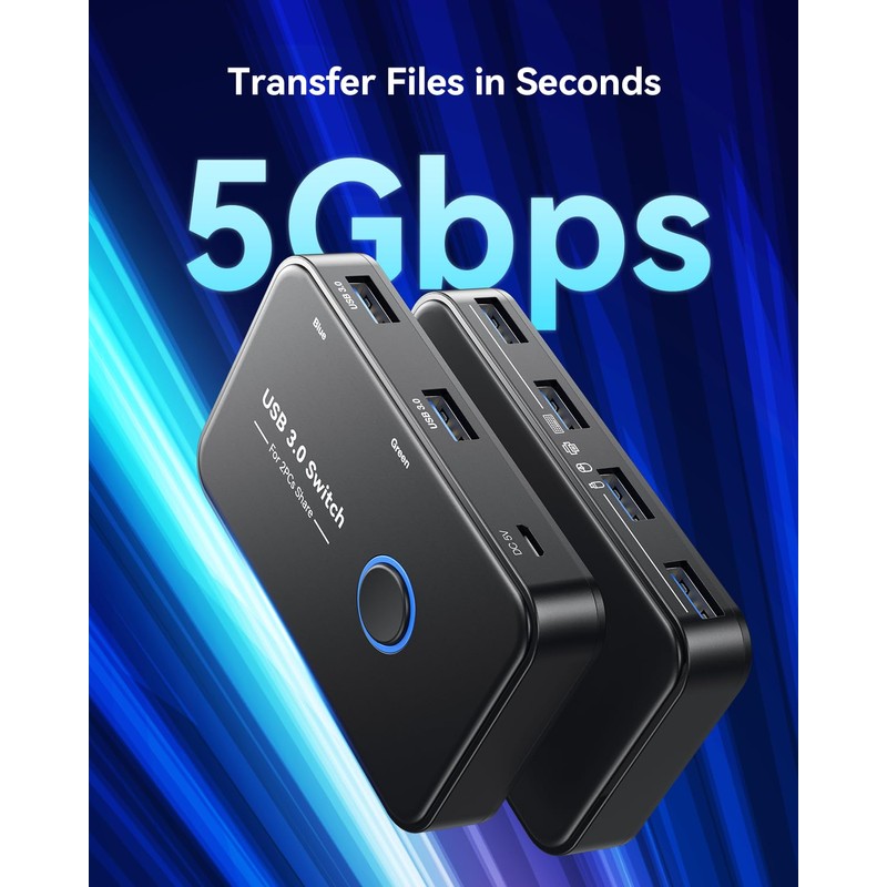 USB 3.0 Switch, ABLEWE KVM Switch Selector 2 Computers Sharing