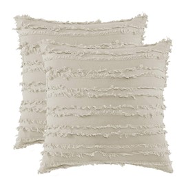 GIGIZAZA Decor Throw Couch Pillow Covers,24x24 Cotton Khaki Sofa Pillows,Square Sofa Cushion Covers Linen