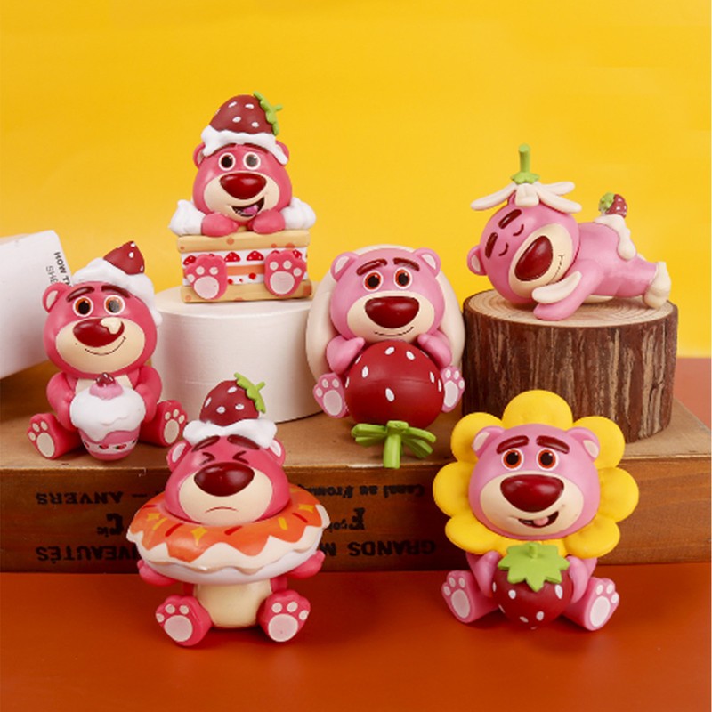 6pcs Cute Car Ornament Strawberry Bear Shape Multi Purpose Car