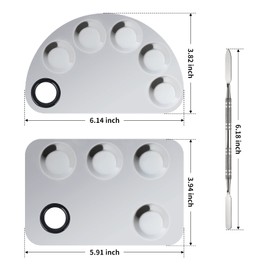 Penubuy Professional Stainless Steel Makeup Palette,2 Pieces Cosmetic Palette with Spatula Tool, Nail-art Mixing Palette for Cosmetic Pigment Blending