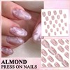 Virellay Almond Nail Tips (Pink Cat Eye, Pack of 24)