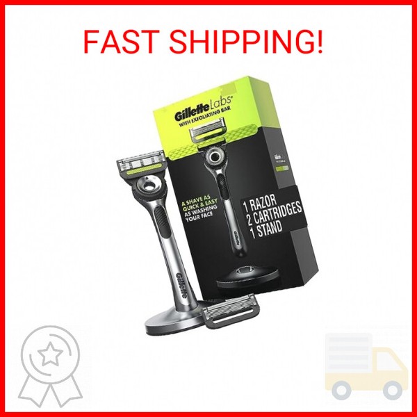 Gillette Labs Mens Razor with Exfoliating Bar, Shaving Kit for