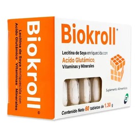 Biokroll, Acido Glutaminico, Vitaminas Y Minerales, Caja Con Sabor Sin Sabor