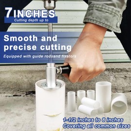 Inside Pvc Pipe Cutter with Diamond Grit Cutting Wheel and Handle, Fit for 1-1/2 Inch to 8 Inch PVC Pipe,7 Inch Adjustable Cutting Depth, 1/4in Hex Shank Fit for Impact Drivers and Drills