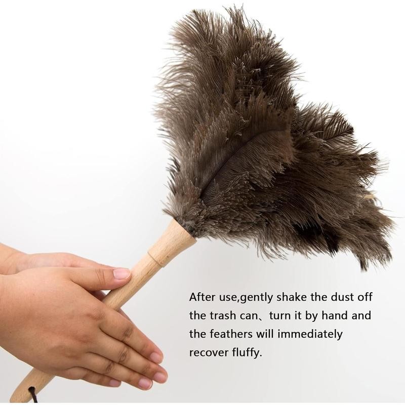 2count Ostrich Feather Duster 16 Inch Fluffy Natural with Wood