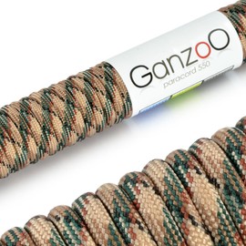 Ganzoo Paracord 550 Nylon Polyester Rope for Bracelet, Leash, Collar, 30 Metres, Camouflage