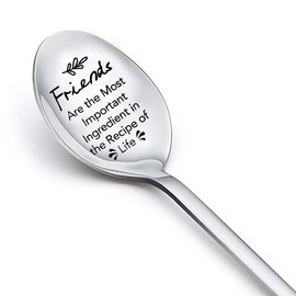 Long Distance Friendship Gift for Friends Coffee Spoon for Best Friend Christmas Gifts for Women Birthday Gifts for Men Bestie BFF Funny Gifts for Teen Girls Boys Engraved Sugar Ice Cream Spoons