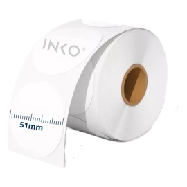 1 Rollo Etiqueta Térmica Blanco Circular 51 Mm rollo con 750 etiquetas c/uno Et Logo INKO