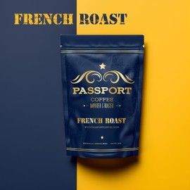 Passport Coffee French Roast – Central & South American Blend of dark roast coffee, with flavor notes of bold rich bittersweet chocolate. Premium whole bean coffee, 12oz Bag