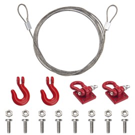 HIRCQOO 1/10 RC Simulation Metal Trailer RC Rescue Tow Hook with Steel RC Tow Rope Wire Compatible with Traxxas TRX-4 Tamiya CC01 Axial SCX10 Redcat Gen7 D90 HSP 1/10 RC Crawler Car Truck