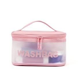 Miss or Miss クリアメイクアップバッグ PVC 防水 コスメティックバッグ ラージ クリア 旅行用 トイレタリーオーガナイザーバッグセット クリアプラスチックトートバッグ 透明コスメティックバッグ クリアトートバッグ, #2 ピンク, 化粧品