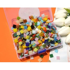 Lanyani 800 Pieces Mosaic Tiles Stained Glass - Assorted Colors for Art Craft and Home Decorations - 500g/1.1lb