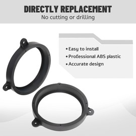 RED WOLF 6.5” Rear Door Speaker Adapter for Subaru WRX 2014-2020, Forester 1998-2020, Impreza 2007-2019, Legacy 2003-2014 Install Aftermarket Audio Speaker Spacer Ring 6 1/2 Inch Adaptor