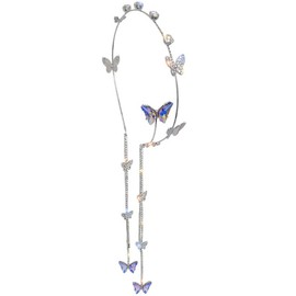 LALAFINA Butterfly Tassel Headband for Women Hair Accessories Zircon Decoration Headpiece Party Wedding Photo Props 21.9X11.7Cm Lightweight 43G
