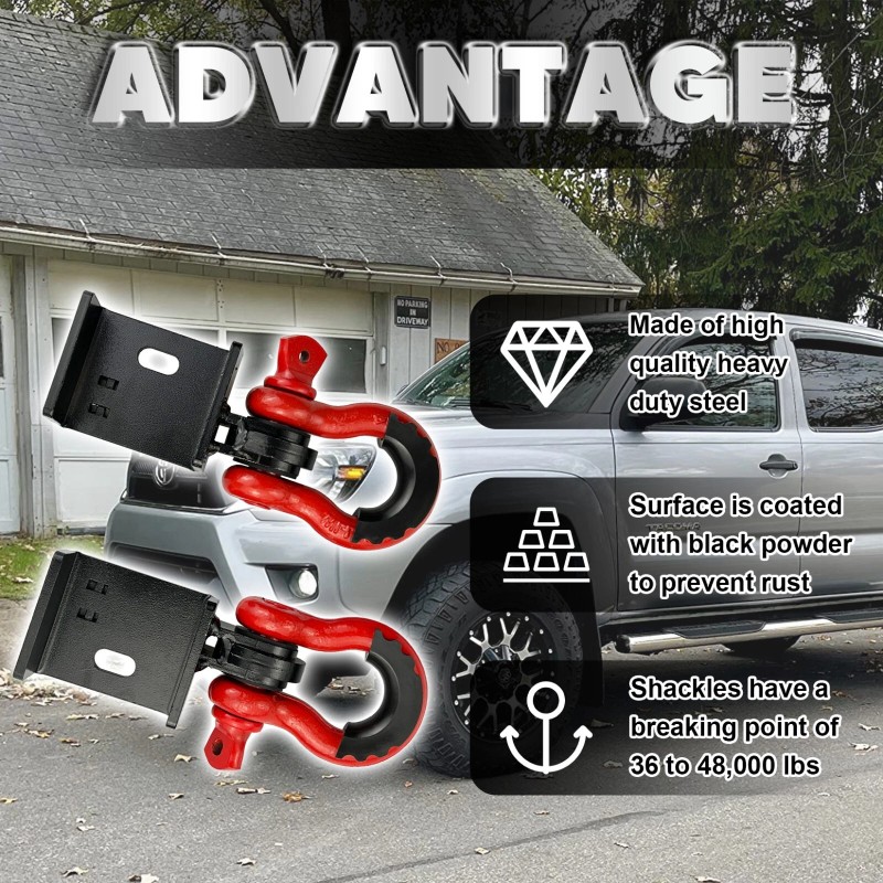 YIYITOOLS Front Demon Tow Hook Mounting Bracket with 3/4" Shackles
