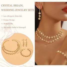 Silver Wedding Jewelry Sets for Brides Rhinestone Necklace Set Bridal Costume Jewelry for Women Wedding Dress Accessories Prom Party Outfits