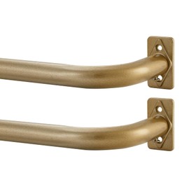 2 Pack Curtain Rods 84-120 Inches, Antique Gold Curtain Rods for Window, Room Darkening Single Curtain Rods, 1-Inch Heavy Duty Telescoping Drapery Rods Wrap Around Design