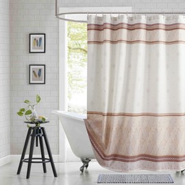 BESTRIPES Fabric Shower Curtain, Beige Tan Brown Stripe Cloth Shower Curtains for Bathroom, Modern Decorative Bathroom Curtains, 72" W x 72" H