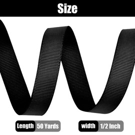 JaoZuyard Black Grosgrain Ribbon 1/2 Inch X 50 Yards Black Grosgrain Ribbon for Crafts Gift Wrapping Hair Accessories Wedding Decor Sewing and Bow Making Holiday Decoration Gift Ribbons