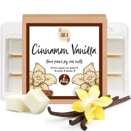 Aira Soy Wax Melt - Organic, Vegan, Kosher, Scented Soy Wax Cubes w/Essential Oil Blends - No Chemical 100% Soy Wax Melts for Tealight Melters - Hand-Poured Soy Tarts - Cinnamon Vanilla - 2 Pack