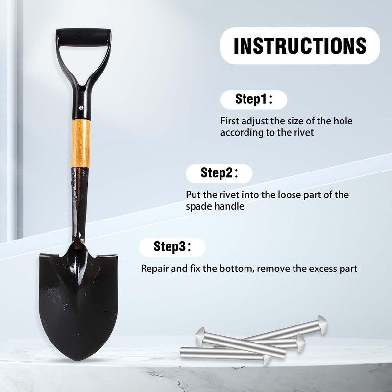 10 PCS Rivets for Spade Handle, Solid Rivet Tool, Round