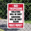 AUCCMORLY Reflective Aluminum Warning No Trespassing Sign, Violators Will Be