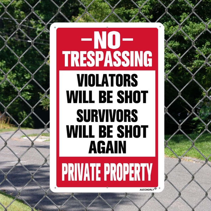 AUCCMORLY Reflective Aluminum Warning No Trespassing Sign, Violators Will Be
