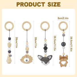 SKIKHN Pack of 4 Baby Toy from 0 Months, Pendant Play Arch Baby Gym, Wooden Play Arch for Babies, Play Arch Babies Toys for Girls Boys for Baby Seat and Pushchair